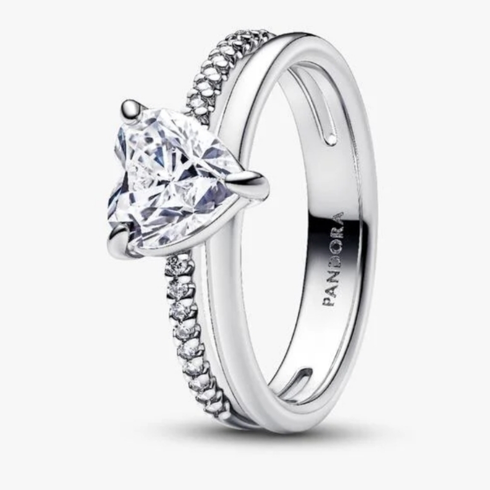 Authentic Pandora Double Band Heart RingSterling silver